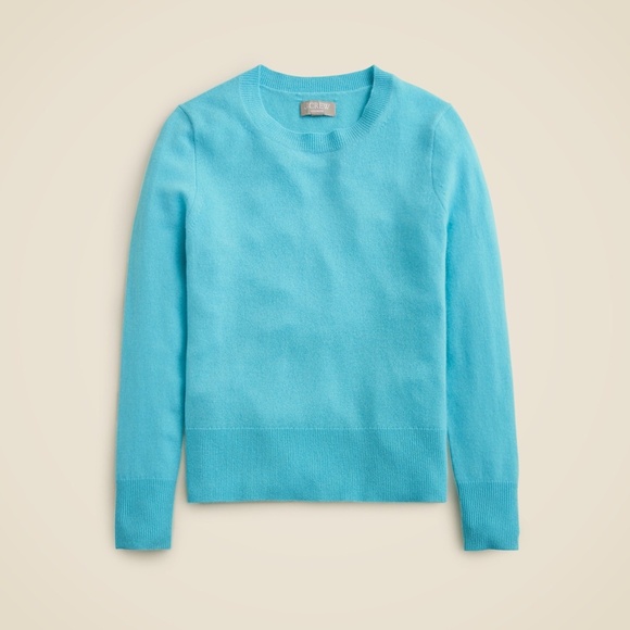 New JCREW Size M Cashmere Classic Fit Crewneck Sweater Vivid Lagoon $148 BA400 - Picture 3 of 7